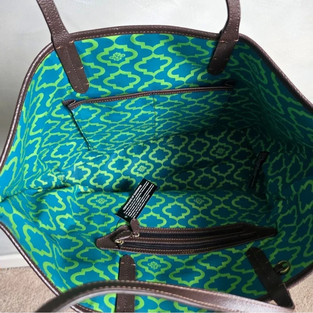 orYANY Coated Canvas Multi-color Tote Geometric Circle Pattern 20x11x6